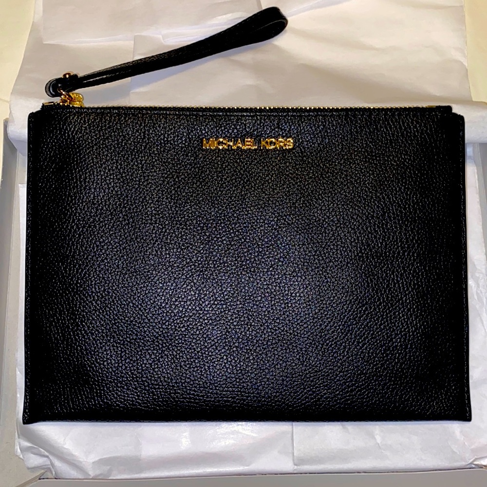 New Michael Kors Jet Set Large Leather Wristlet